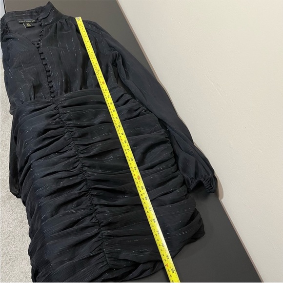 House of Harlow 1960 Black with Sparkle Thread Ruched Long Sleeve Dress - Picture 14 of 16